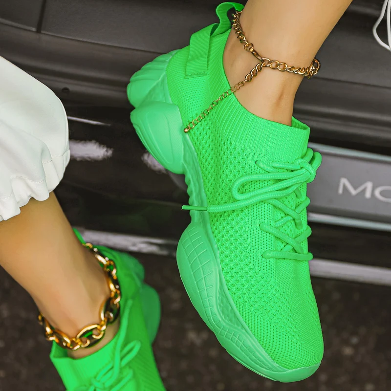 Flats Chunky Sneakers Women Shose Summer Casual Breathable Mesh Plus Size 44 Shoes Platform Sport Running Vulcanize Shoes