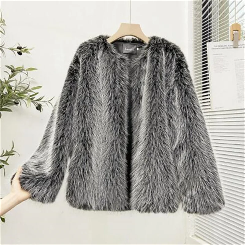 New lamb fur jackets women's coat winter autumn short clothes imitation rex rabbit fur young thicken furry grey manteau femme