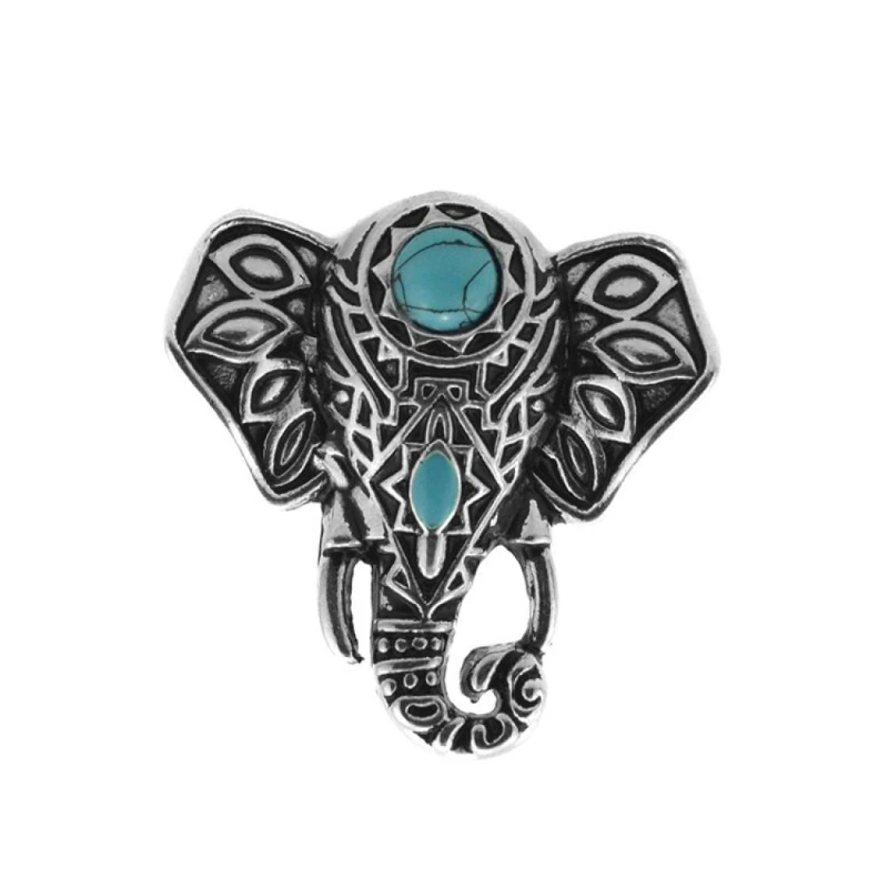 

New Fashion Trend Personality Bohemian Elephant Turquoise Female Ring Retro Ethnic Turkish Retro Jewelry Accessories
