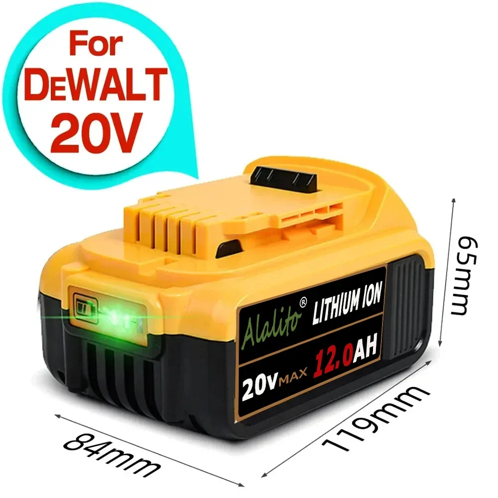 Оригинальный сменный литиевый аккумулятор DCB200 20 В 12000 мАч для Dewalt 18 DCB184 DCB182 DCB180