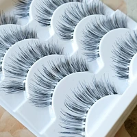 5 pairs makeup natural eyelashes clear band eyelash extension long mink handmade eye lashes set reusable wholesale