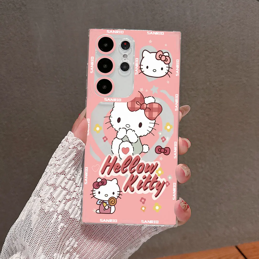 Симпатичный прозрачный чехол Sanrio Hello Kitty Kuromi для Samsung A73 A72 A71 A55 A52 A51 A50 A42 A35 A33 A32 A31 A30 A24 A23 A22, чехол для телефона
