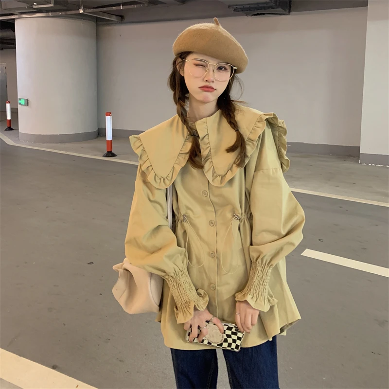 The new spot ~ make net price ghost horse girl han edition dolls horn sleeve shirt dress |