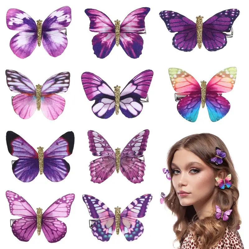 

Hair Clips Barrettes Girls Purple Mini Butterflies Big Lilac Huge Accessories Fairy Wings Moving Snap Women 3D Barrette Kawaii