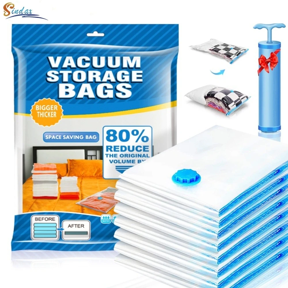 

Durable Vacuum Storage Bag More Space Save Seal Bags for Clothes Pillows Bedding Wardrobe Folding Travel Compressed Organizer
