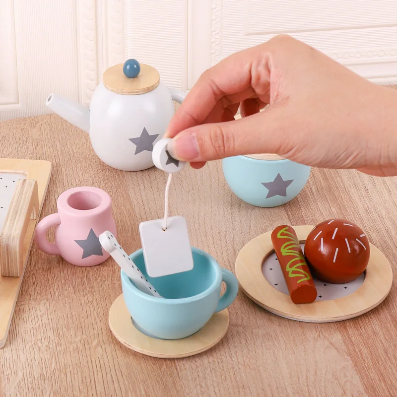 

Children's Pretend Play Wooden Set Simulation Afternoon Tea Set Tea Game Early Education Toy Interactive Role Play Gifts