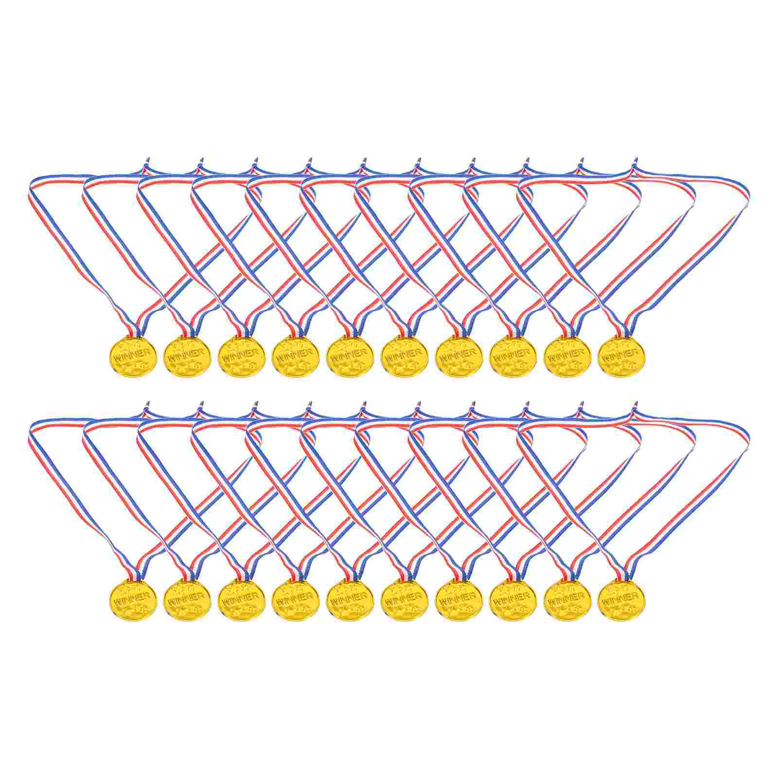 

20 Pcs Plastic Trophies Children's Medal Toys Party Favors Hanging Golden Medals Apparel Winner Award Kids Competition