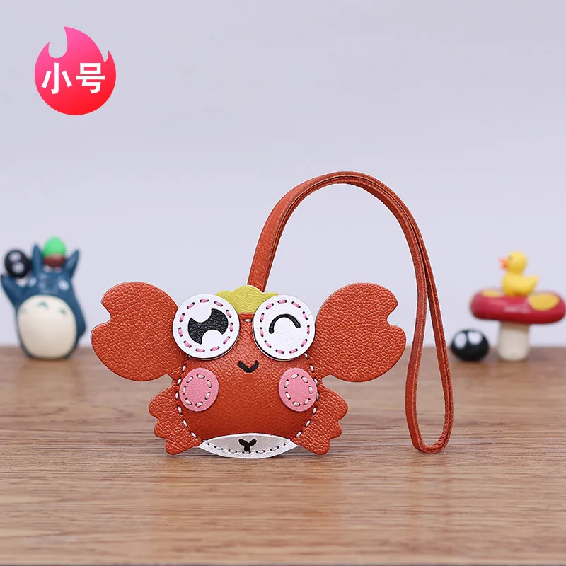 

Dimy 2023 New Bunny Pendant Handmade Leather Bag Pendant Car Rearview Mirror Lamb Feather Pendant