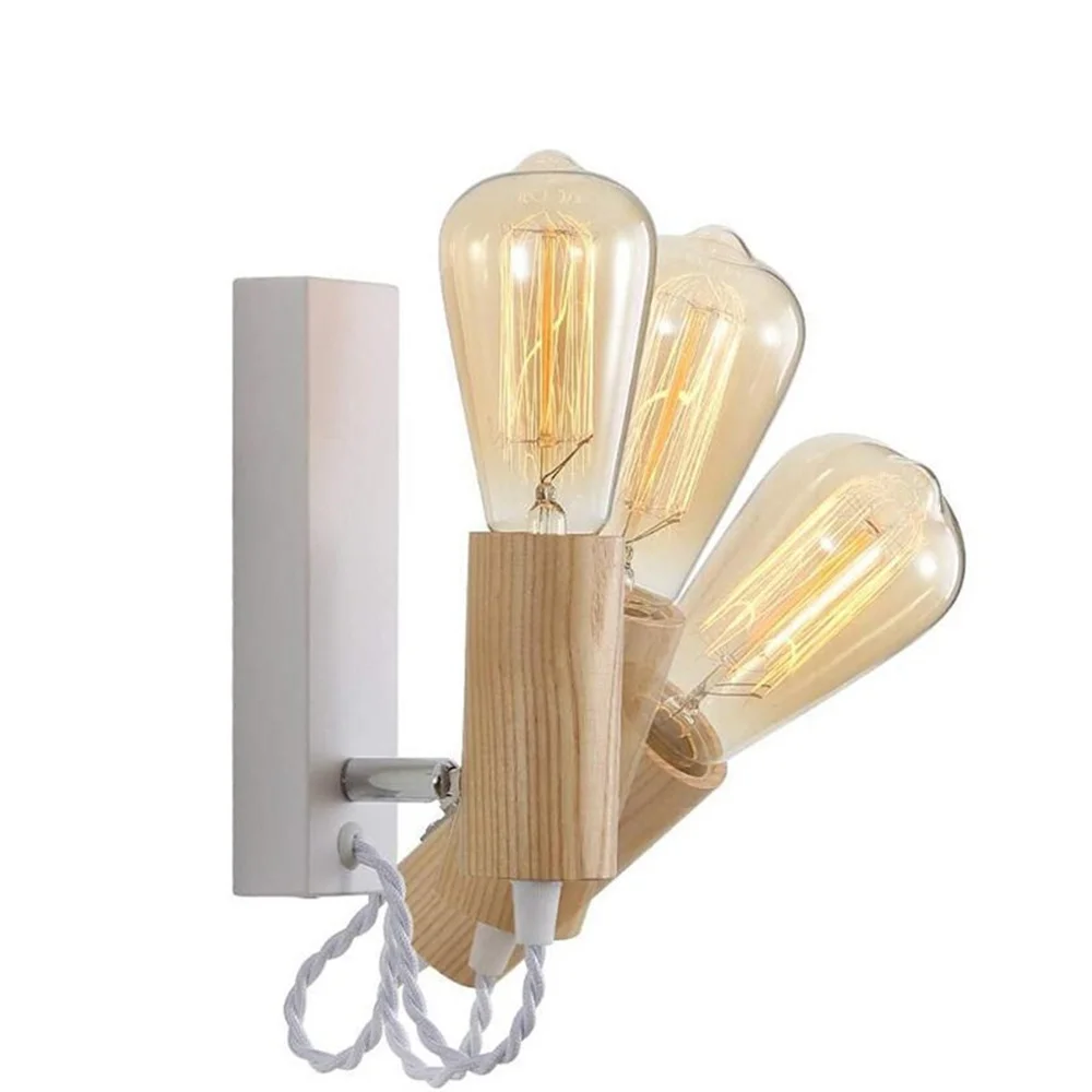 

Современный настенный светильник в скандинавском стиле, железная деревянная прикроватная лампа E27 в стиле лофт, для спальни, лампа Эдисона ...