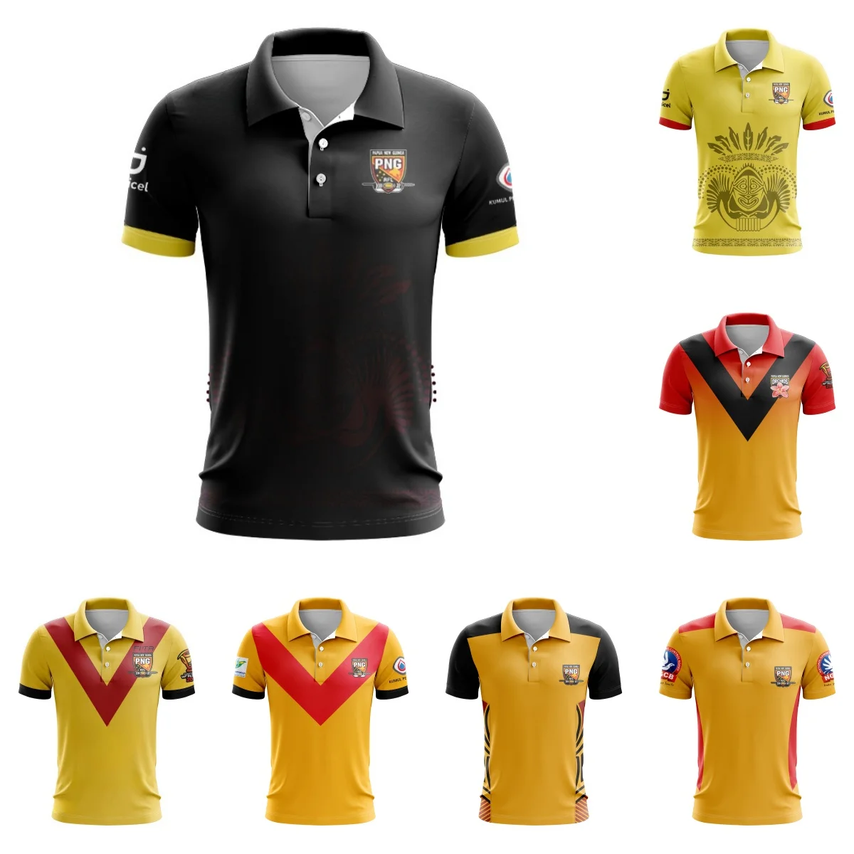 Мужская рубашка-поло для регби Папуа-Новой Гвинеи 2024 домашняя и