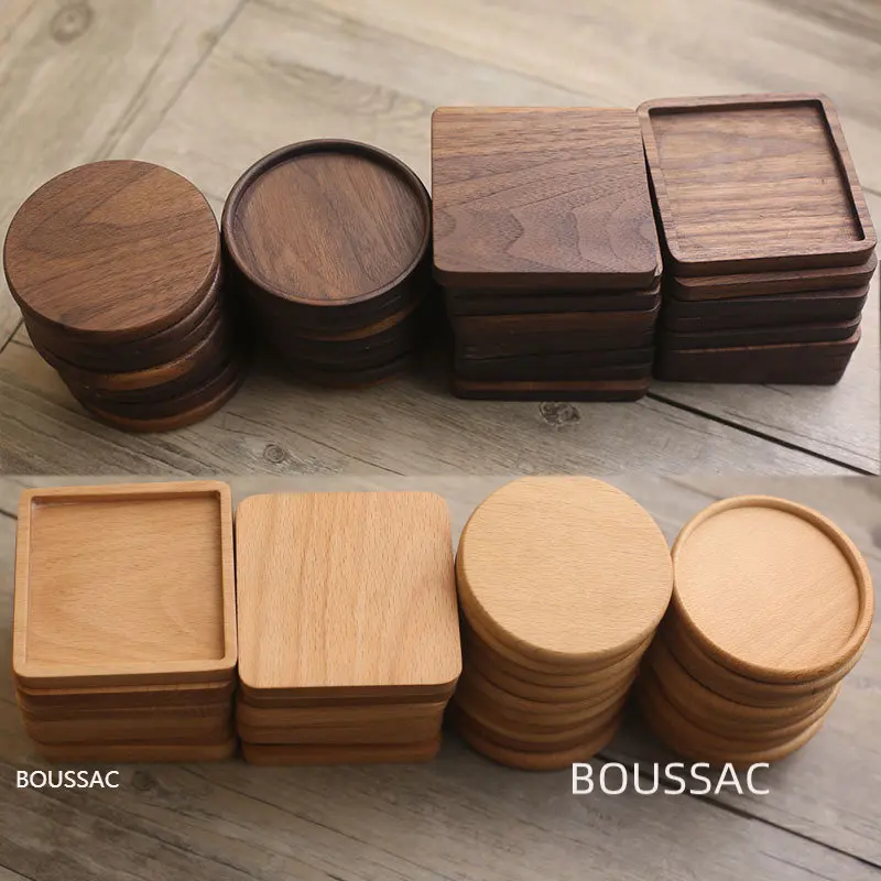 

Durable Wood Coasters Wood Square Resistant Drink Mat Round Heat Resistant Drink Mat Coffee Cup Pad Table Non-Slip Coffee Pad