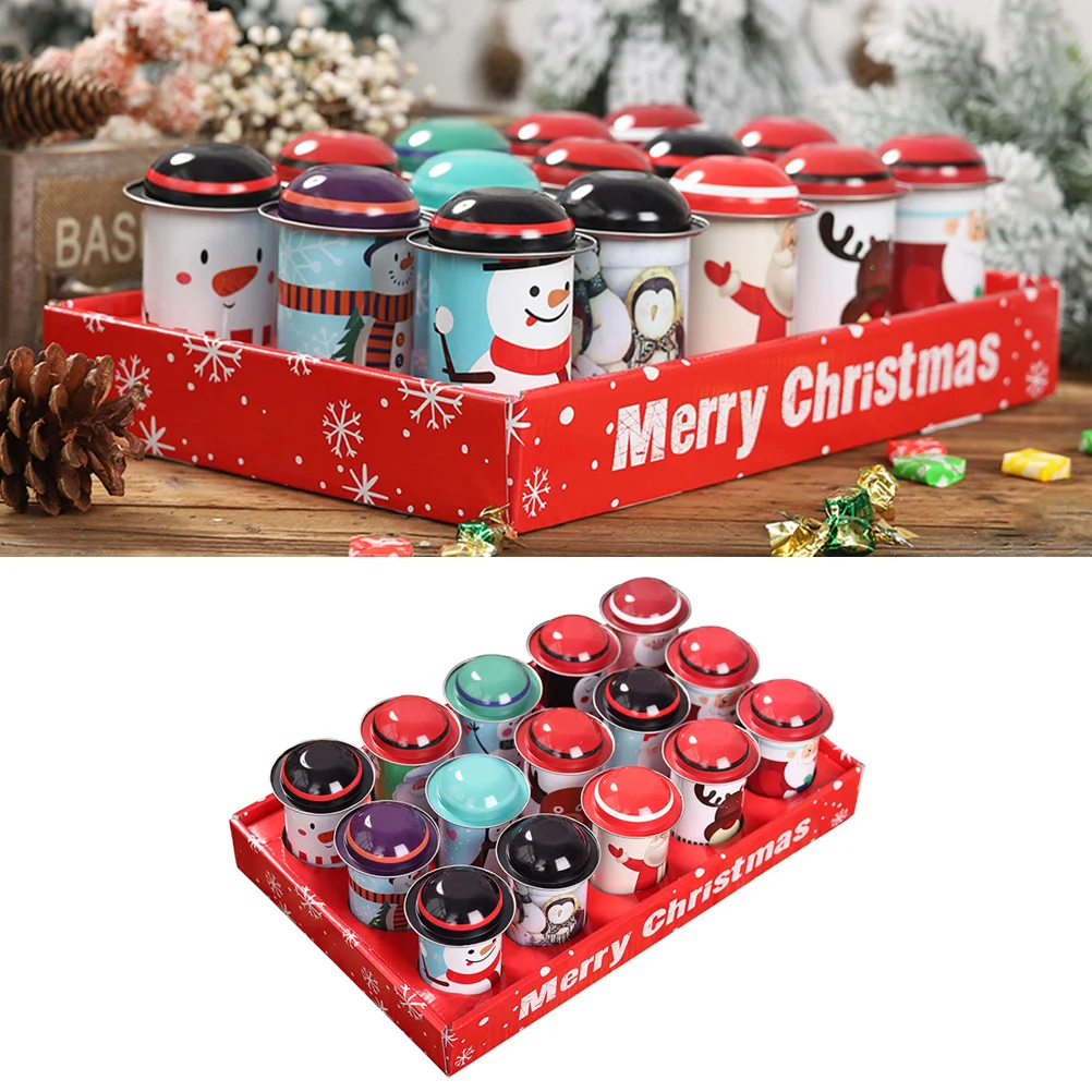 

Tin Christmas Candy Gifttea Cookie Storage Box Tins Present Holiday Casecontainer Biscuits Packing Santa Snowman Tinplate Jar