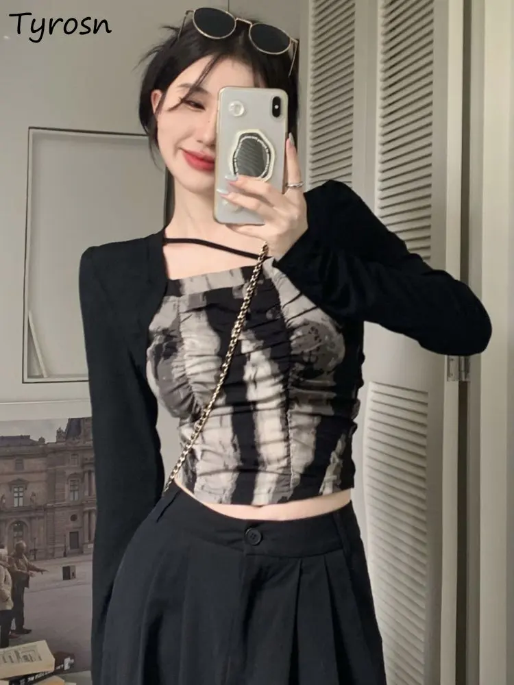 

Футболки женские в стиле пэчворк, приталенные, сексуальные, Лидер продаж, Весенняя уличная одежда в ретро-стиле для девушек, простая, универ...