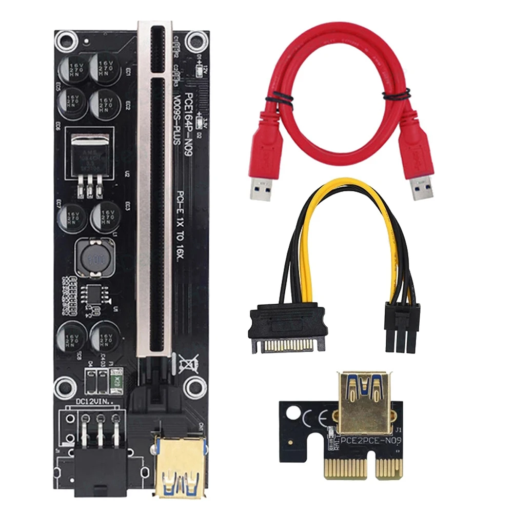1 шт. плата адаптера PCI-E VER009S Plus 1X до 16X 6-контактный USB3.0 графический удлинительный