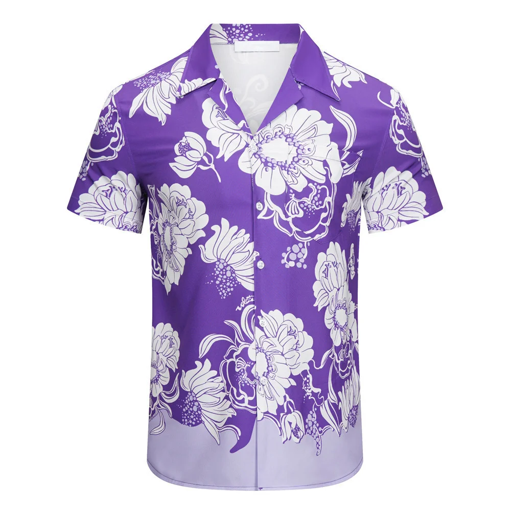 

Quality High Short Sleeve Casual Flower Shirt Social Streetwear Leisure Vacation Dress Shirt 2023 Summer Flower Shirts For Men