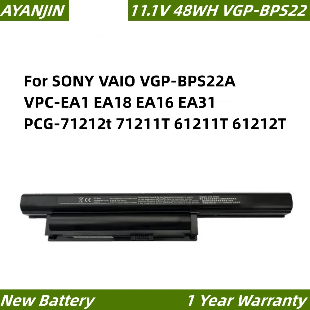 VGP-BPS22 11 1 В 48 Втч/4400 мАч Аккумулятор для ноутбука SONY VAIO VGP-BPS22A VPC-EA1 EA18 EA16 EA31 PCG-71212t 71211T