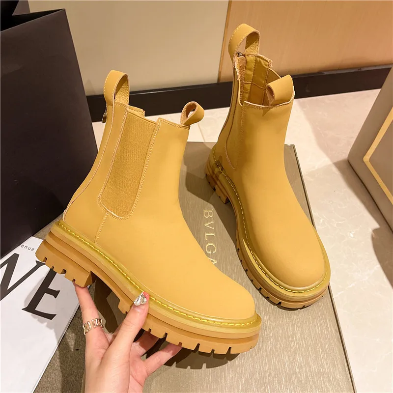 Осенние женские ботинки челси 2022 новые ботильоны из искусственной кожи на