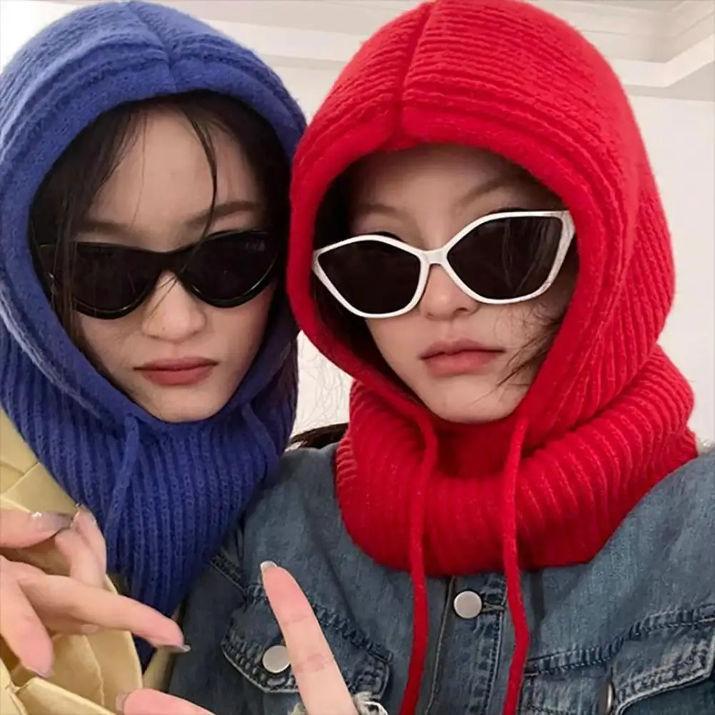 

Шерстяная вязаная шапка цельные вязаные шапки шапка корейский стиль цельный шарф Балаклава шапка