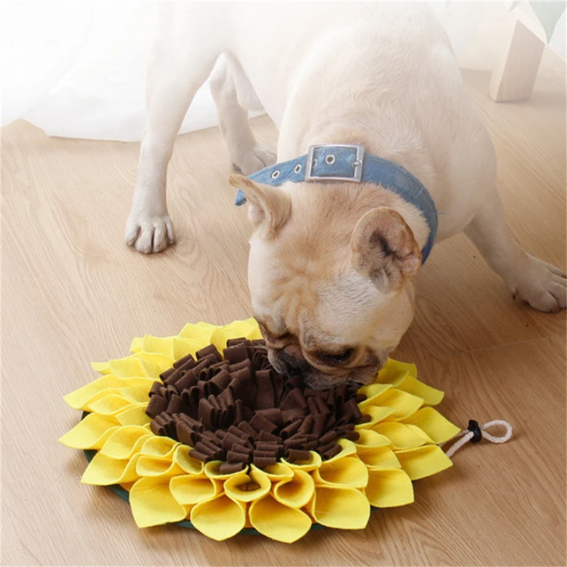 

Pet Dog Snuffle Mat Nose Smell Training Sniffing Pad Slow Feeding Bowl Food Dispenser Relieve Stress Sunflower Puzzle