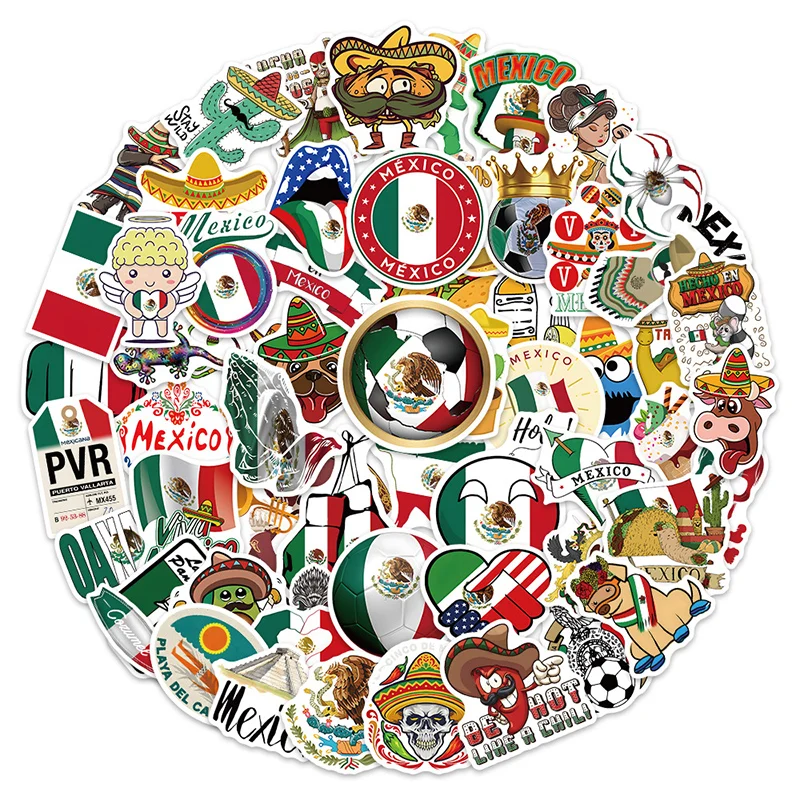 

60PCS Mexico Stickers Cool Adult Speaker Luggage Phone Tablet iPad Guitar Waterproof Personality DIY Toys Funny Sticker for Car