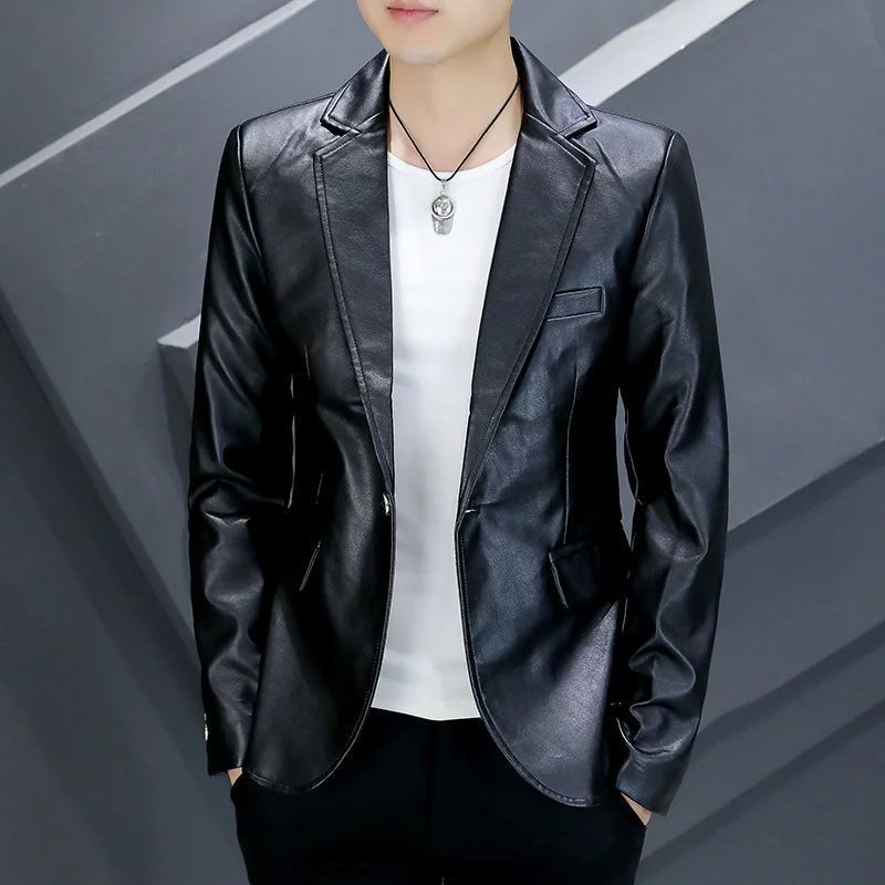 

Высококачественная Мужская Элегантная модная деловая куртка в итальянском стиле для работы и покупок джентльменская облегающая кожаная куртка