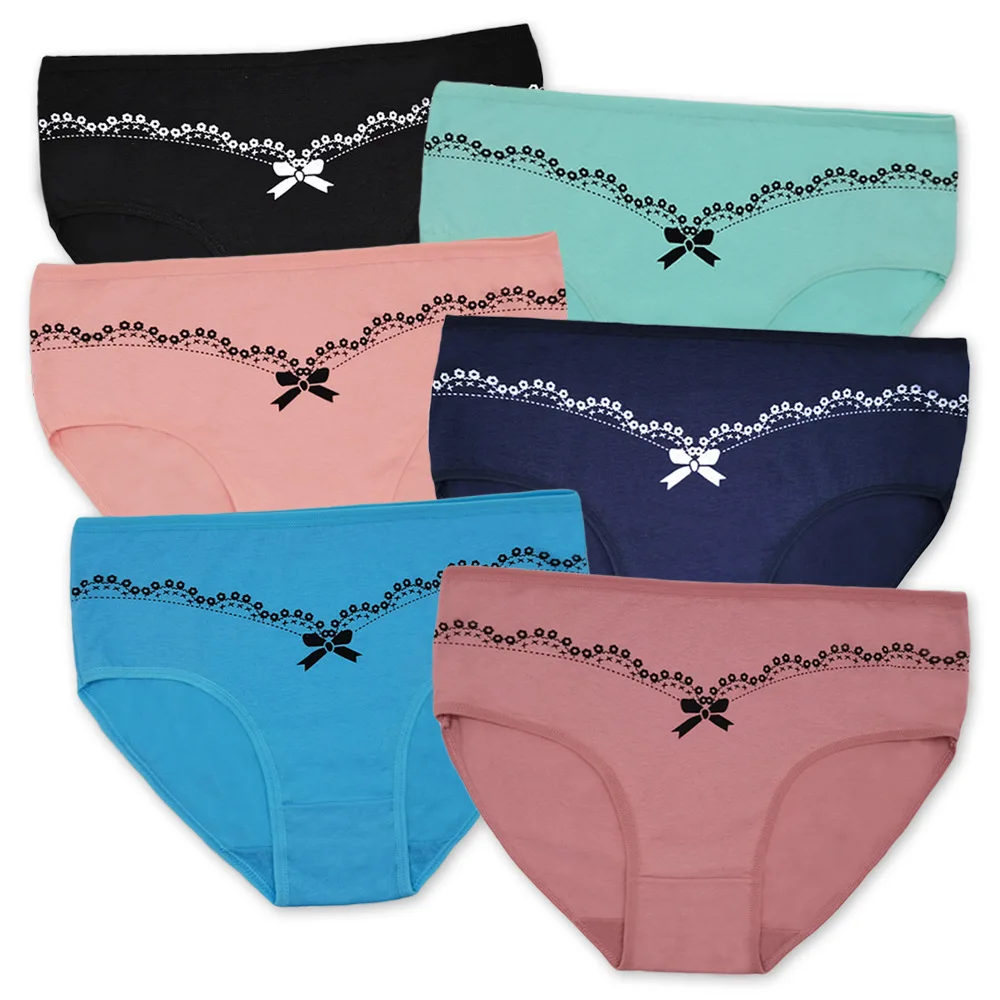 

12Pcs/Lot Printed Cotton Women's Plus Size Briefs Mid Waist Sexy Ladies Panties Female Big Size Underwear Underpants Lingeire