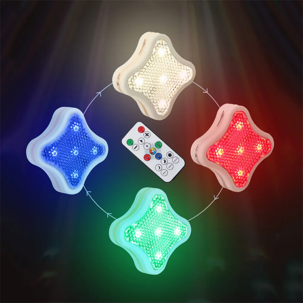 

RGB Color Creative Led Night Light Remote Controller Battery Powered Under Cabinet Lamp for Bedroom,Kitchen,Foyer