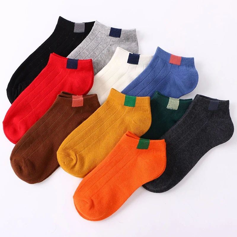 

5 Pairs Men Women Cotton Short Socks Breathable Autumn Solid Color Casual Soft Socks Comfort Accessories