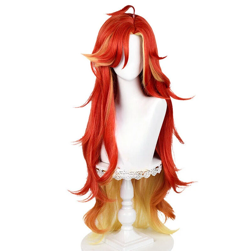 Genshin Impact Natlan Mahuika Косплей Парики 100 см Красные Смешанные Светлые Синтетические