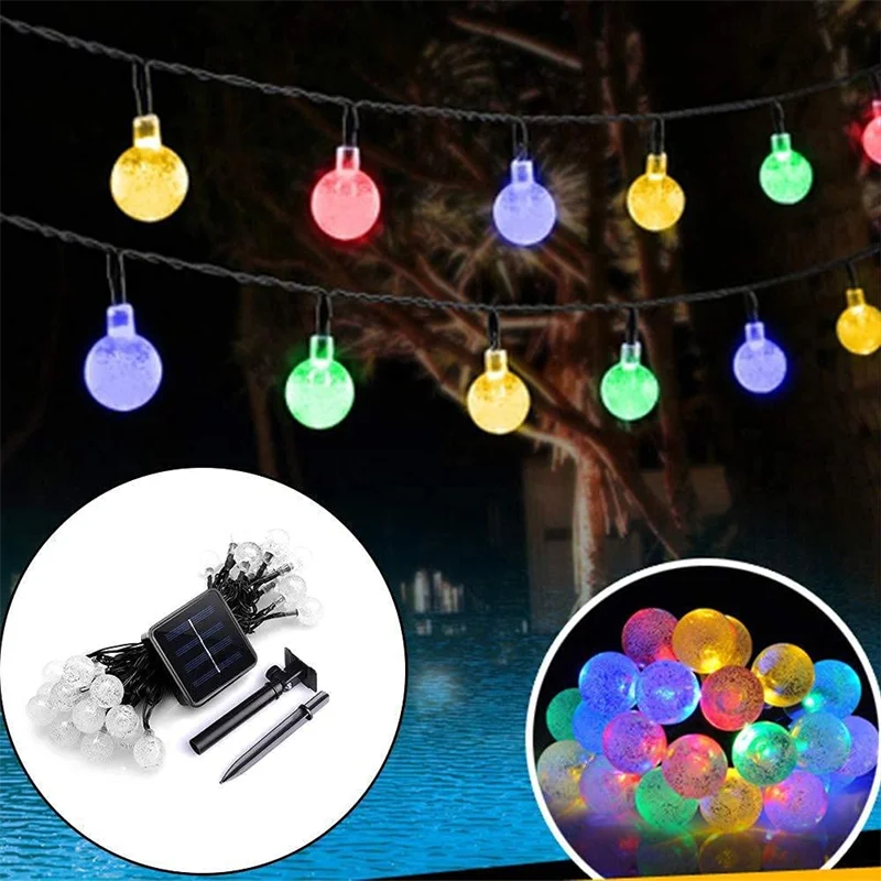 

Solar Light Outdoor Crystal Ball 5M/7M/12M/ LED String Lights Fairy Garland for Christmas Party Garden Patio Decoration 8 Modes
