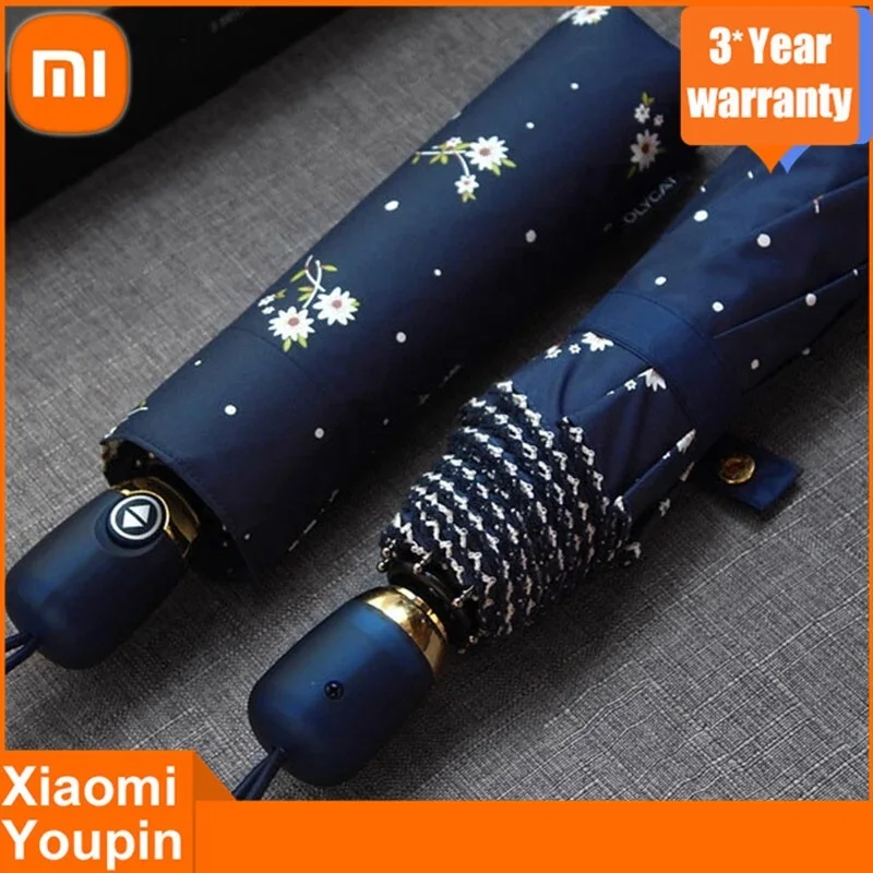 

Xiaomi Women Umbrellas Automatic Sunscreen Anti UV Flowers Umbrella Rain Women Olycat Parasol Female Folding Umbrella Windproof