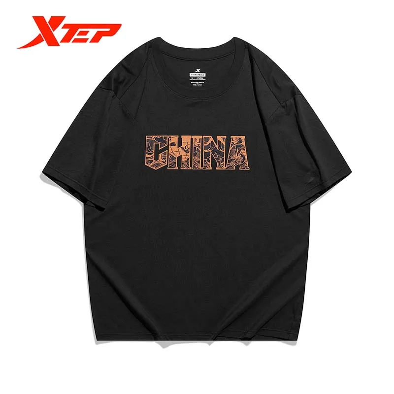 

Xtep Men's Short Sleeve Fashion Print Design Sports T-shirt Basketball Comfortable Soft Outdoor Running Sport Top 878229010089