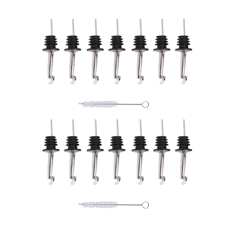 

14 Pack Liquor Bottle Pourers,316 Stainless Steel Classic Bottle Pourers Tapered Spout, Liquid Pourer