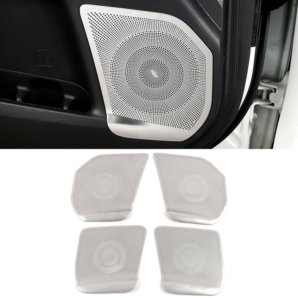 For Toyota Highlander XU50 2014-2018 Car Door Audio Speaker Cover Loudspeaker Trim Frame Sticker Stainless Interior Accessories