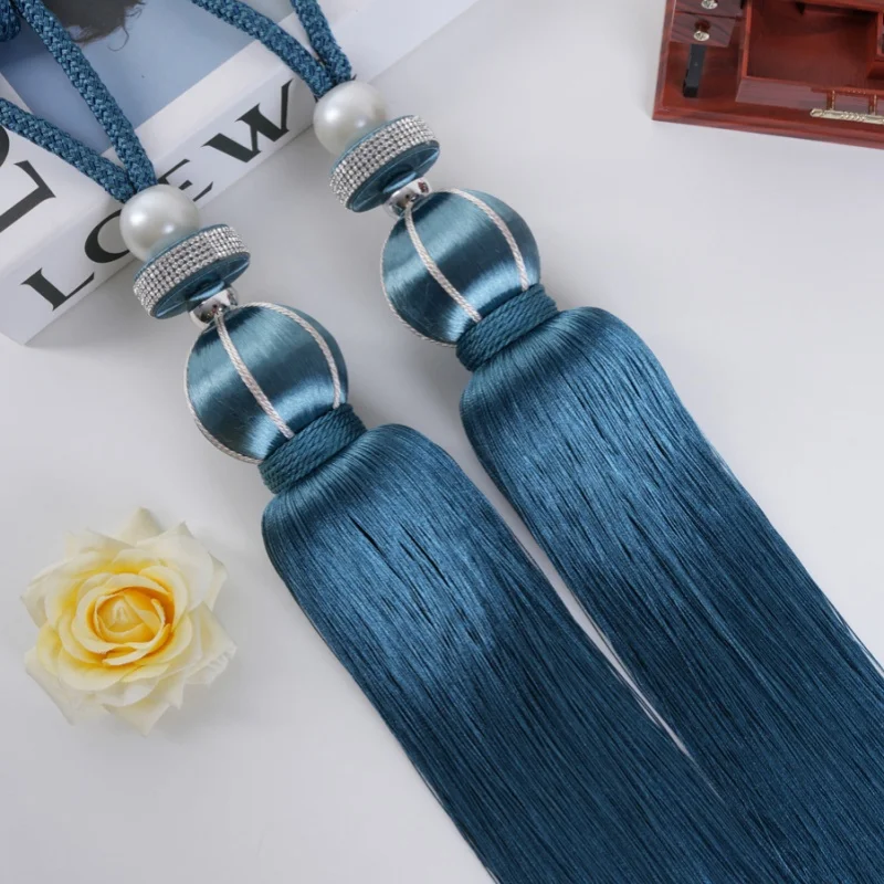 QGVLish 2 шт. жемчужные занавески кисточки с бахромой шариками завязки ремни