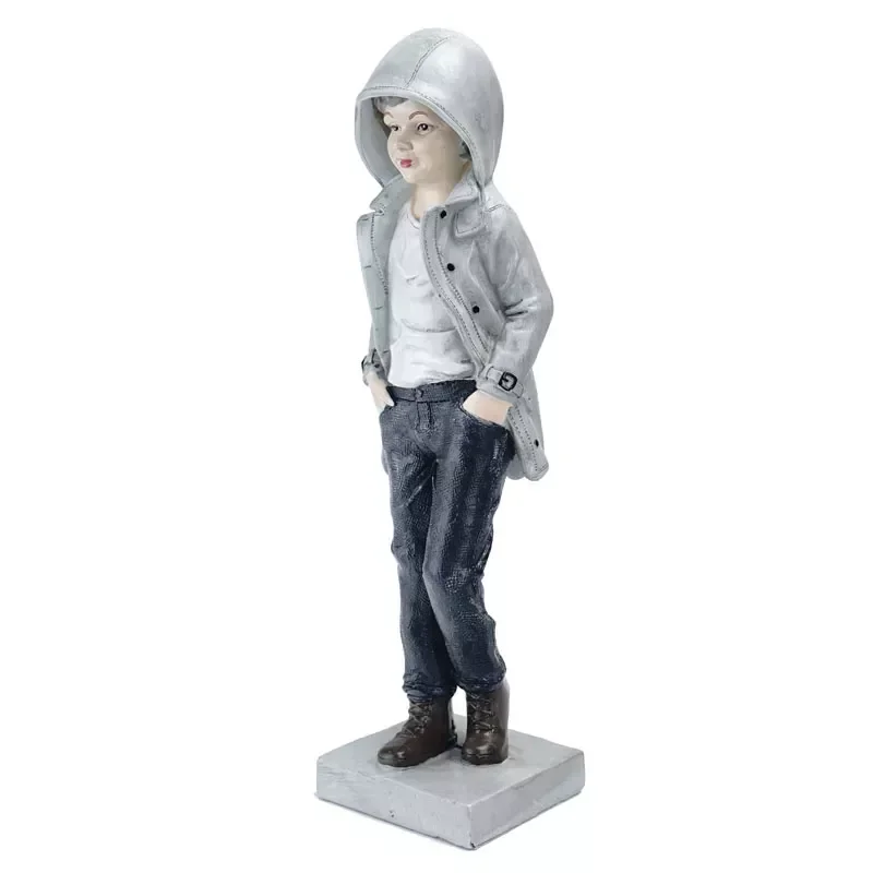 

1Resin Craft Windbreaker Boy Statue Ins Style Fashion Figurines Home Decor Living Room Desktop Decoration Desk Accessories