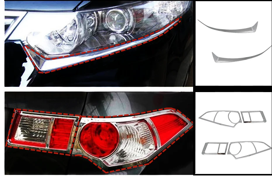 Накладка на переднюю и заднюю фары из АБС-пластика для HONDA ACCORD CU1 CU2 2009-2012