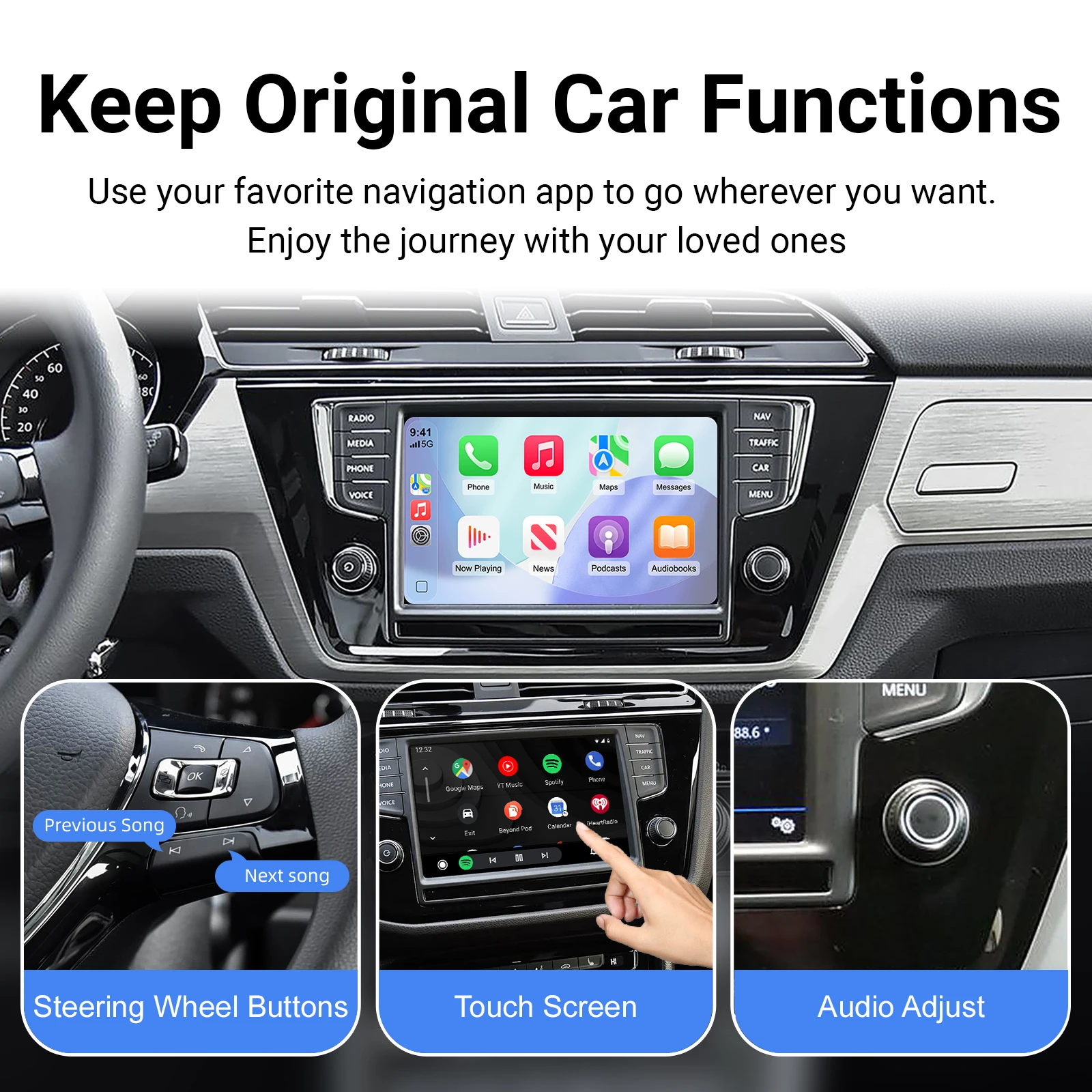 Фото EzoneTronics OEM-экран, обновленный декодер, мультимедийный CarPlay Android auto для VW SOKDA SEAT MIB MIB2, платформа Golf 7 Tiguan №4