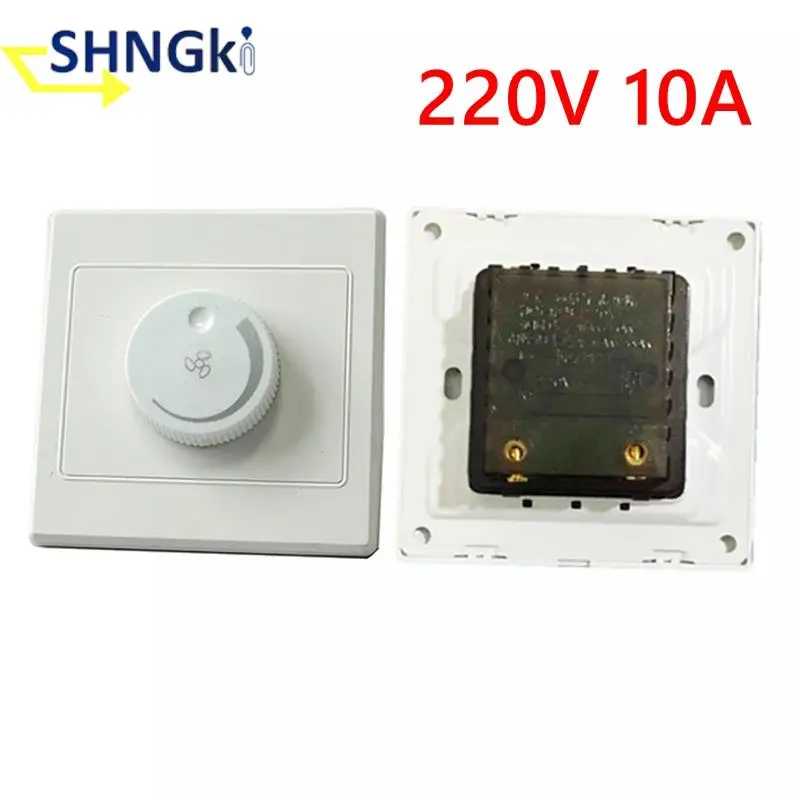 

220V 10A Adjustment Ceiling Fan Speed Control Switch Wall Button Dimmer Switch Wall LED Light Dimmer Switch Hot sale 1pcs