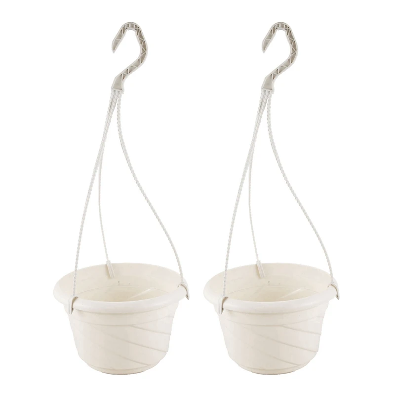 

2X Hanging Flower Plant Pot Chain Basket Planter Holder Home Garden Balcony Decoration White