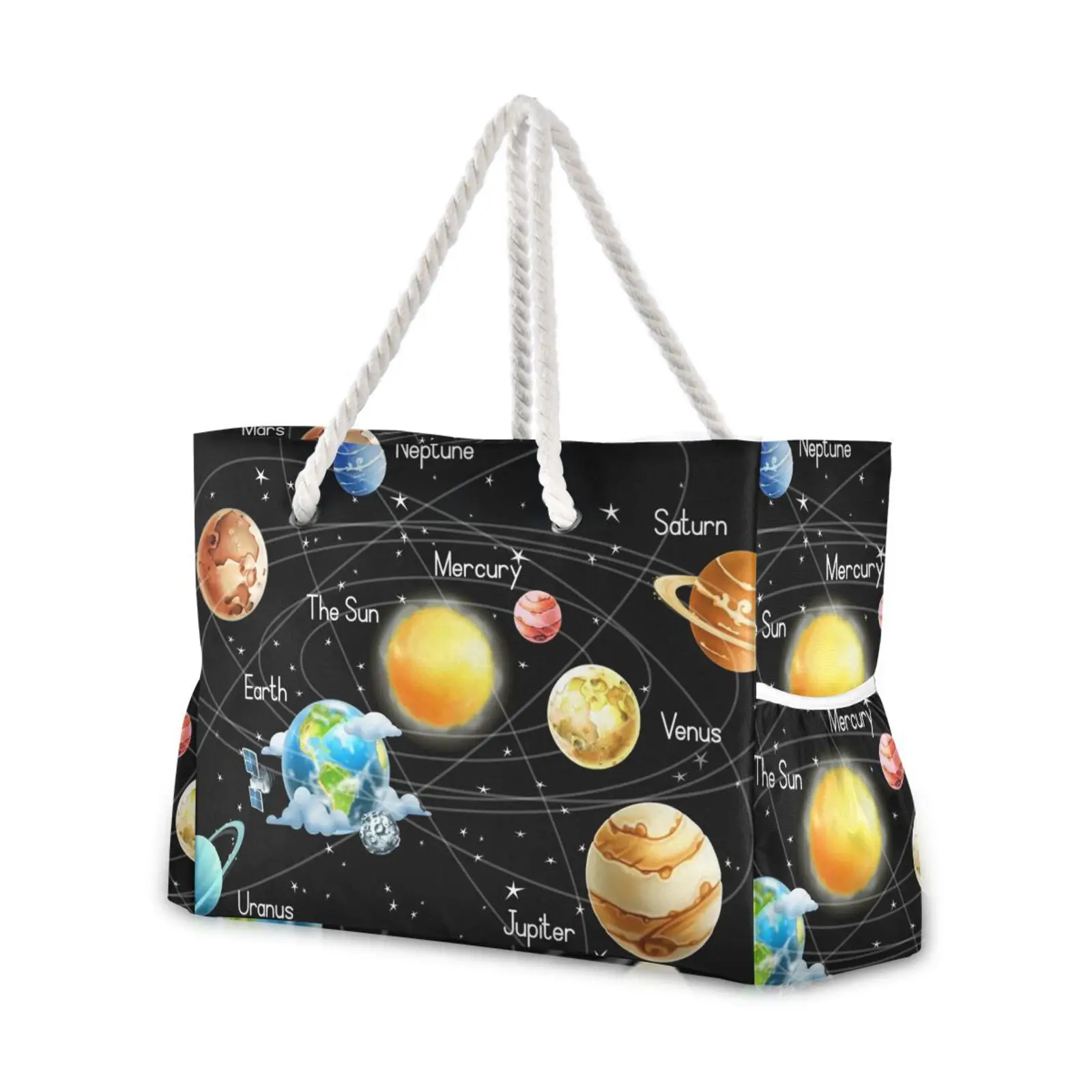 Luxury Designe Handbags Tote Beach Bag Shopper Shoulder Bag Large Capacity Solar System Travel Women's Bag Black 2023 Tend