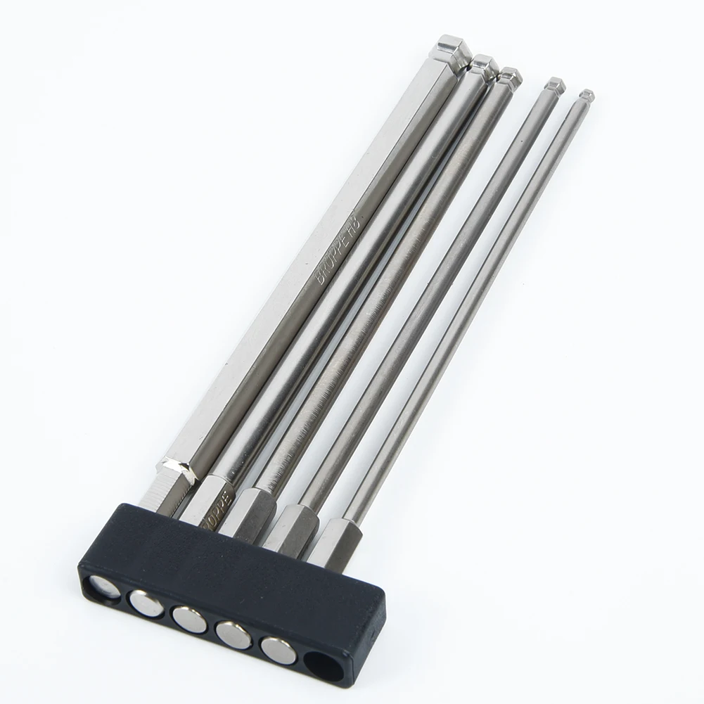 

5pcs 150mm Ball Head Hex Shank Bit S2 Magnetic Electric Screwdriver Bit H3,H4,H5,H6,H8 For Electric Drill