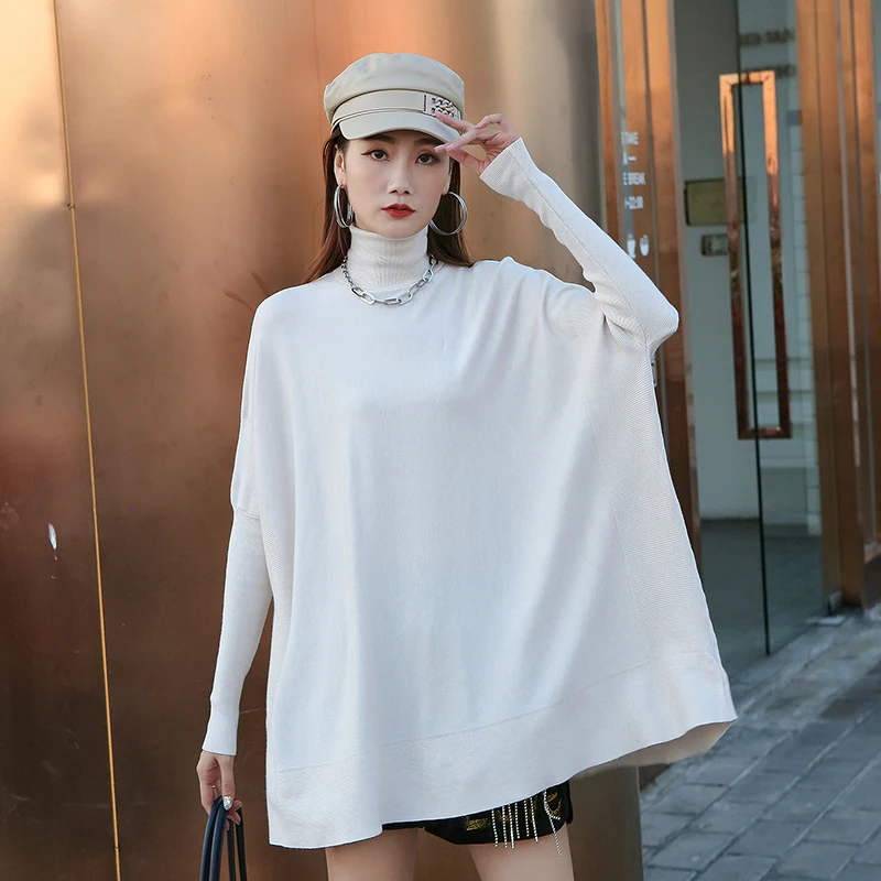 221050 Big Size Knitting Sweater Loose Fit  Turtleneck Long Sleeve Women Pullovers New Fashion Tide Spring Autumn 2022