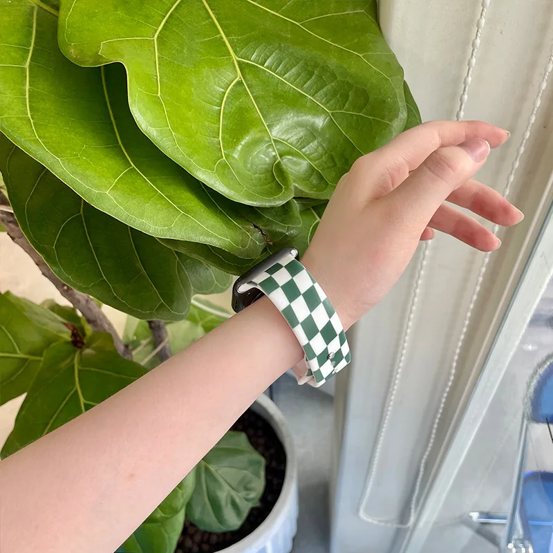 

Bracelet For Apple Watch 7 SE 6 5 4 3 Strap Checkerboard grid Pattern Watch Band for iWatch 38 40 42 44 41 45MM Replacement Band