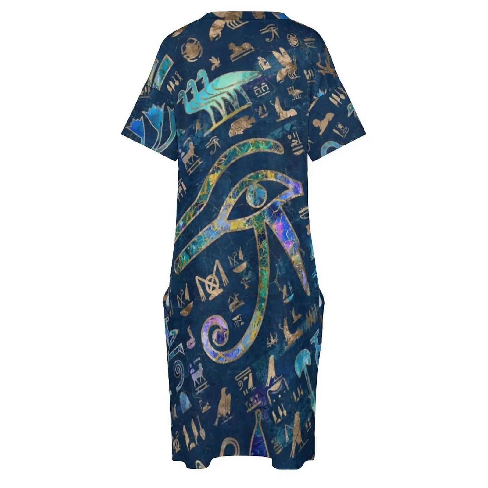 Египетские иероглифы смешанная текстура абстрактное свободное платье с