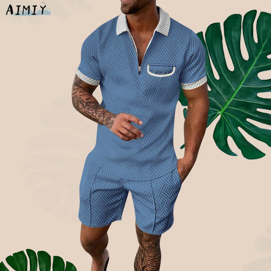 Tracksuit Clothing Men's T-Shirt Suit Summer Fashion Luxury Printed Men's Polo Shirt Short Sleeve And Shorts 2-Piece Street Set