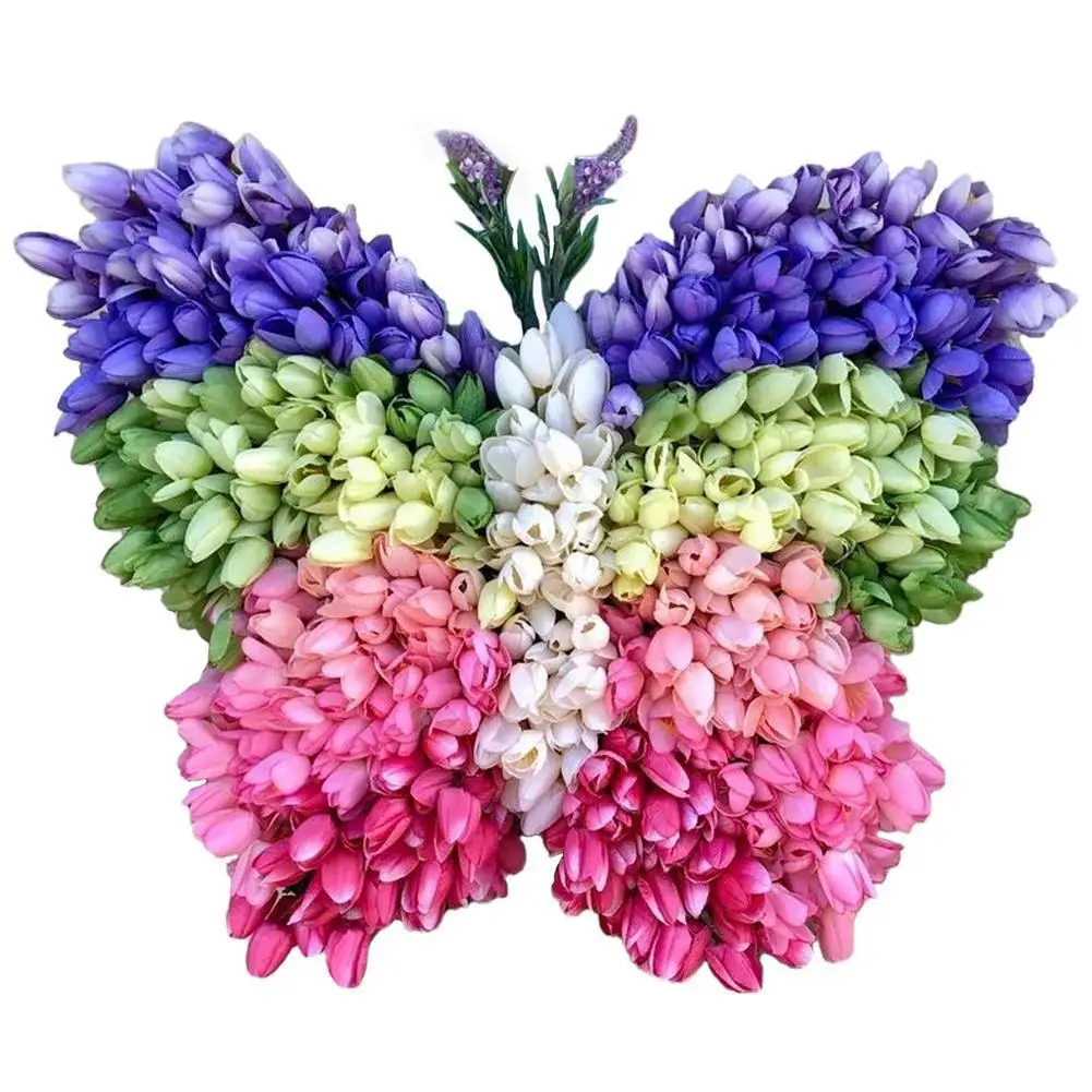 

16'' Christmas Artificial Wreath DIY Home Front Door Party Decorations Supplies Tulip Butterfly Wreath Easter Door Decoration