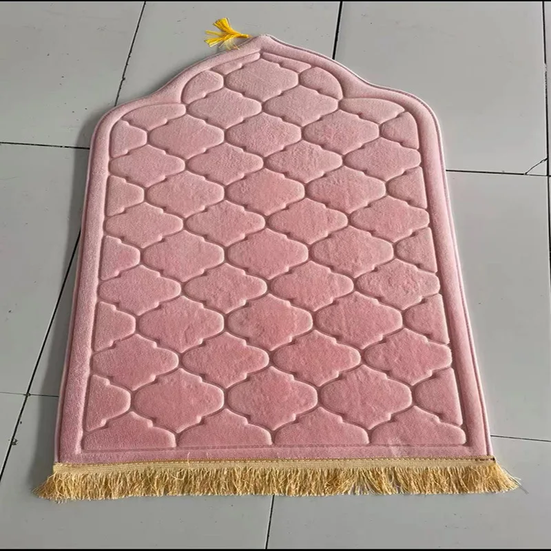

Prayer Mat for Muslim Ramadan Flannel Carpet Worship Kneel Embossing Floor Carpets Non-slip Soft Portable Travel Prayer Rug