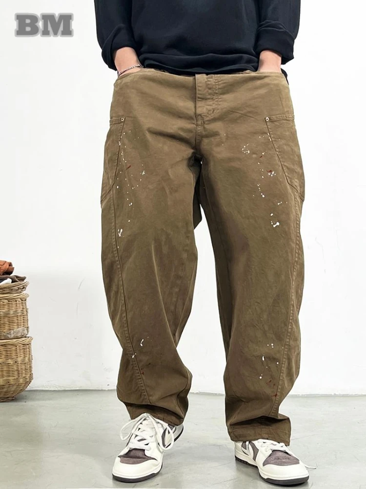 Высококачественные брюки-карго с краской для мужчин японская уличная одежда