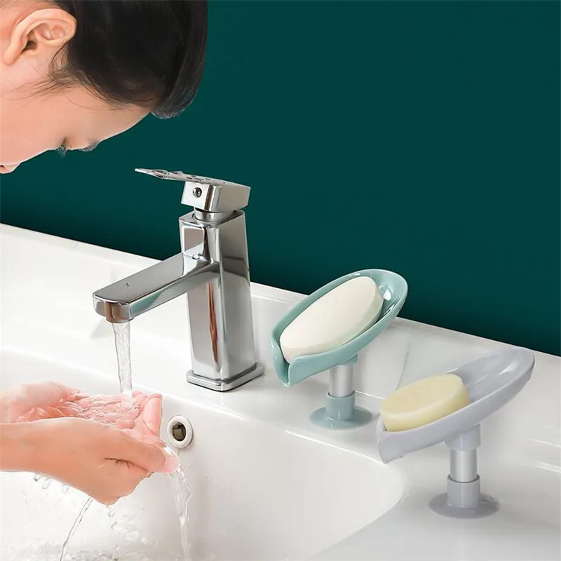 Контейнер для мыла в форме листа дренаж аксессуары ванной комнаты присоска